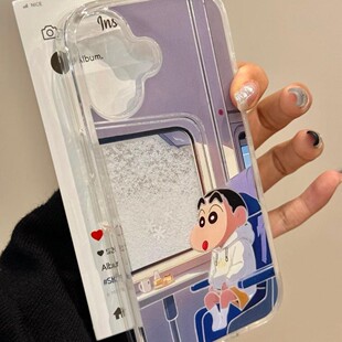 下雪流沙列车窗口小新适用oppok11 k10 k9手机壳reno13 12 11透明findx8 x7 x6卡通a9 a11 a53小众a3 a2 a1套