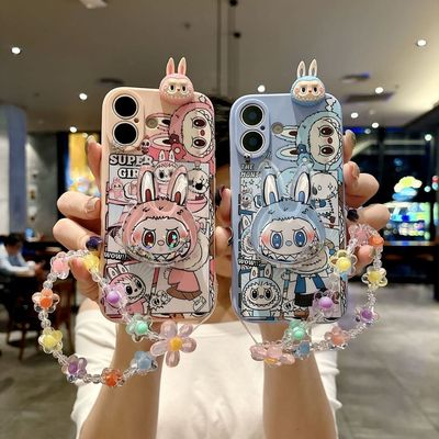 适用于vivoy500手机壳女新款y400卡通拉布布y300i全包式y200i花朵手链y100i流沙镜y97防摔y95小清新y93s软套