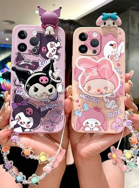 适用于苹果5/5s手机壳新款iphone6女款6s可爱库洛米6p/6sp全包防摔8/7卡通美乐蒂8plus硅胶7plus带手链保护套