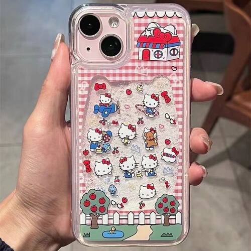 kitty猫适用苹果16promax手机壳女新款iPhone16 14 15plus卡通13流沙6p可爱xr全包i6 7 8p透明i11保护套12pro