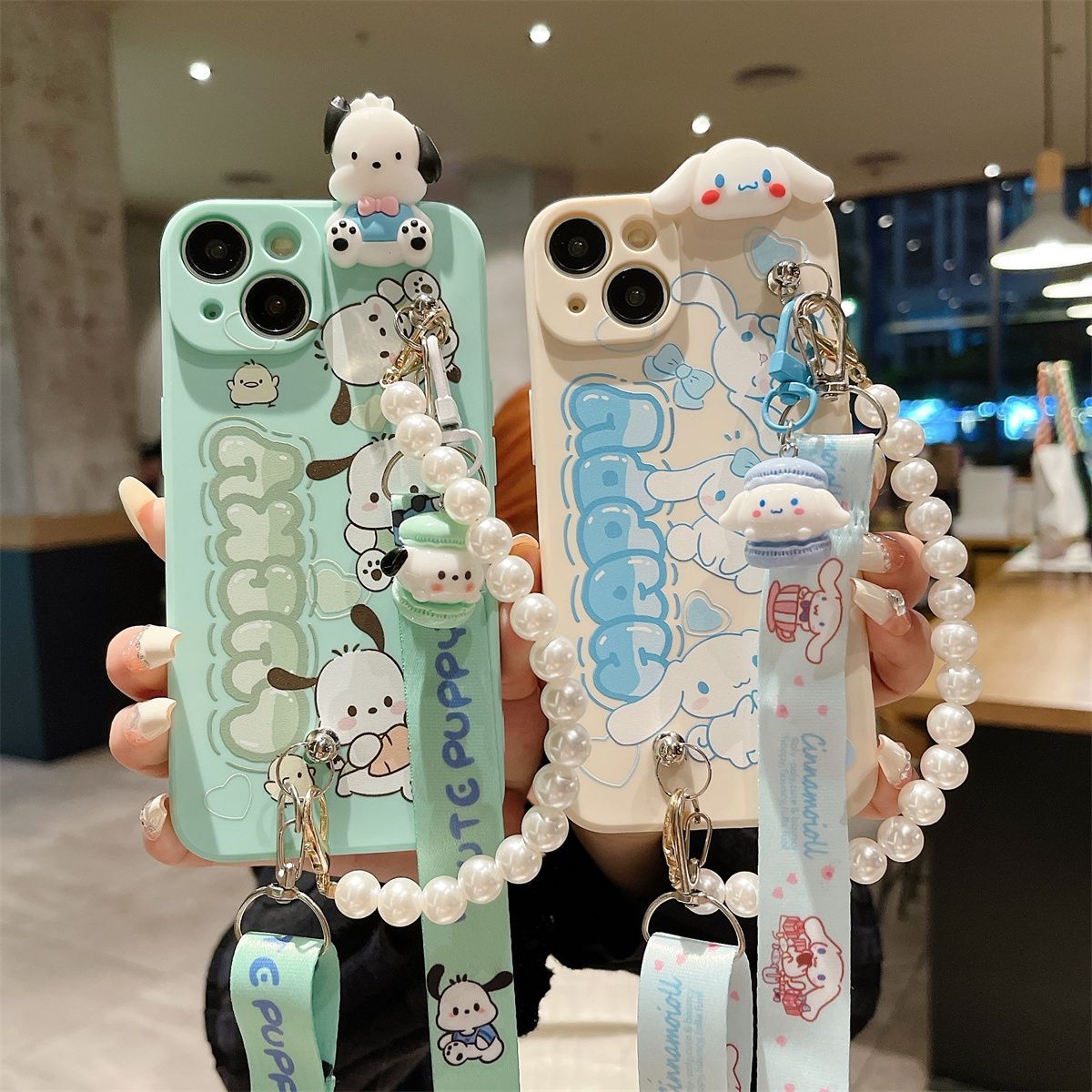适用于苹果15手机壳新款少女卡通玉桂狗iPhone15promax全包防摔15plus斜挎背带XR可爱帕恰狗8p软硅胶6s保护套