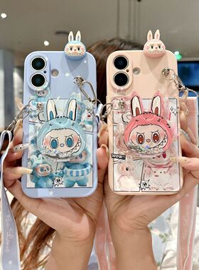 适用于小米14至尊版手机壳女新款14pro心动拉布布mi13带斜跨绳13lite全包miui15防摔12s潮11lite软mi16流沙镜