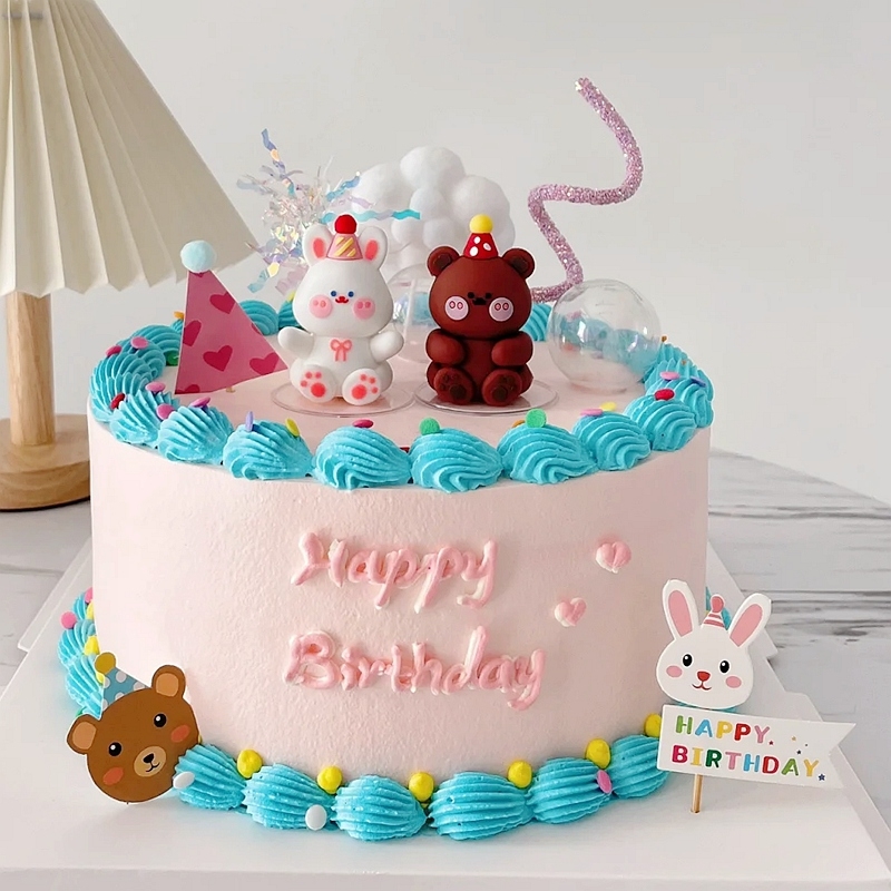 兔宝宝烘焙蛋糕装饰摆件生肖小兔子满月啦生日派对甜品台插牌插件