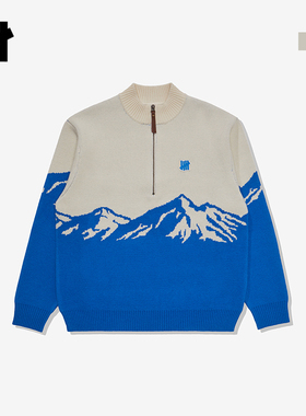 UNDEFEATED五条杠官方冬季新品潮流时尚滑雪元素半拉链套头毛衣