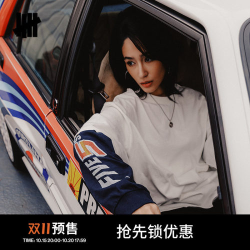 UNDEFEATED赛车假两件长袖T恤