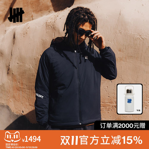 UNDEFEATED五条杠防泼水连帽棉服