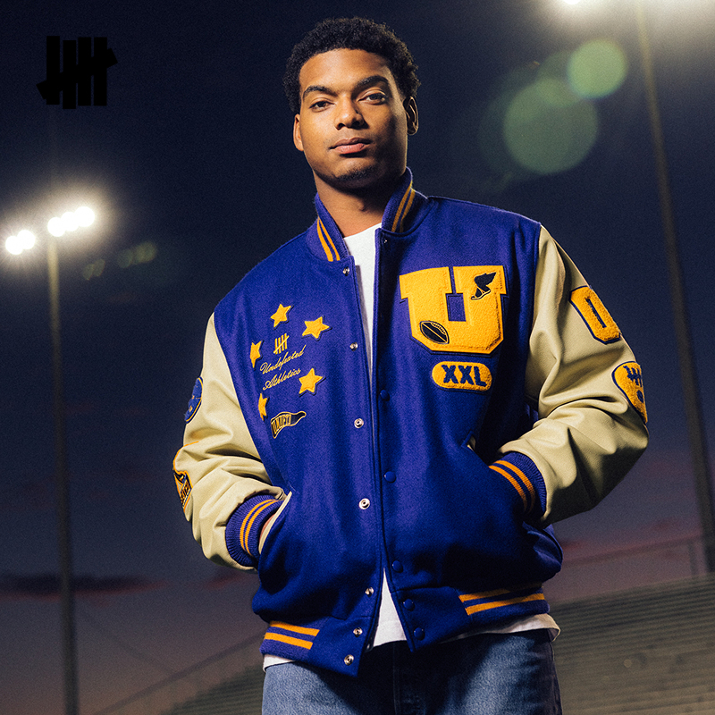 UNDEFEATED× Settlemier's 联名五条杠新品时尚羊毛棒球夹克