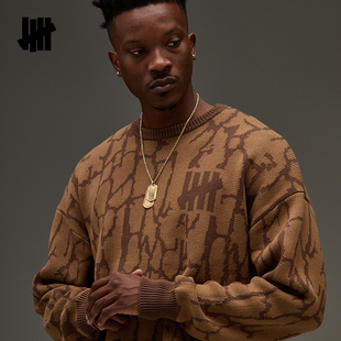 UNDEFEATED五条杠官方冬季新品时尚潮流美式休闲运动迷彩圆领毛衣