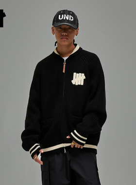 UNDEFEATED五条杠官方秋季新品元宝针翻领运动设计元素开衫