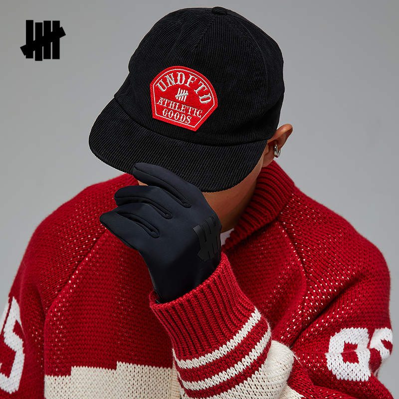 五条杠潮流美式抓绒可触屏手套