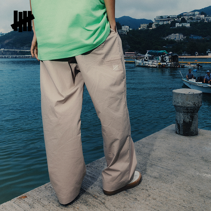 五条杠美式双膝工装梭织长裤