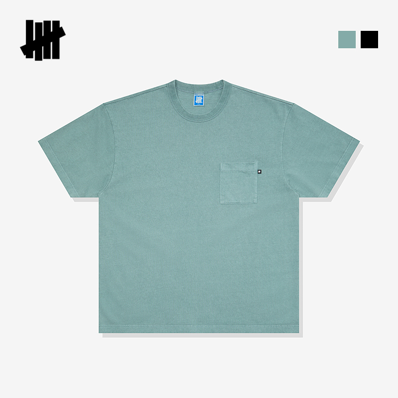 五条杠水洗做旧重磅口袋短袖T恤