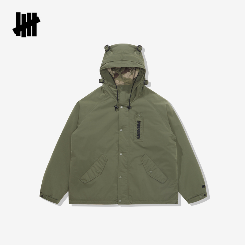 潮流军事风短款连帽羽绒服