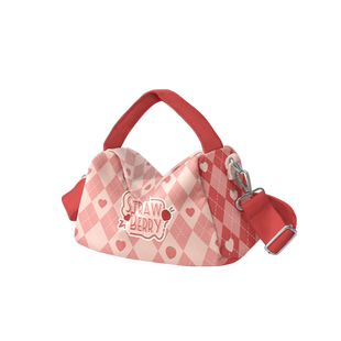 奥松原创春梅可爱红树莓粉色帆布包小拎包手提斜挎包女设计感小众