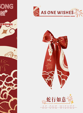 蛇行如意新年伴手礼物红色丝巾系脖颈饰发带绑包长条高级感女士