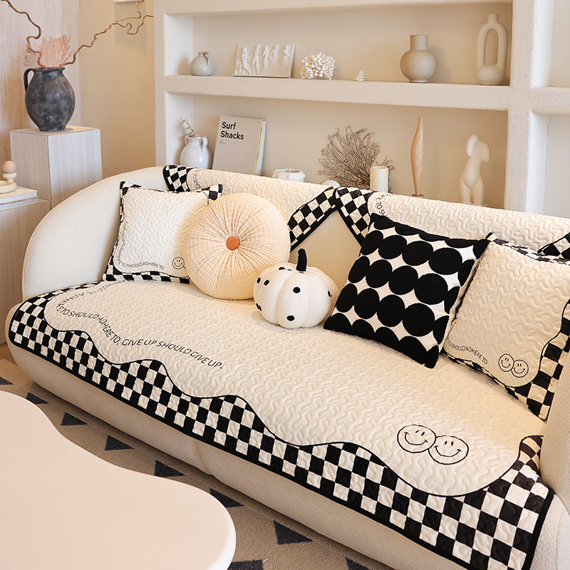 北欧简约四季棉绒防滑组合沙发垫