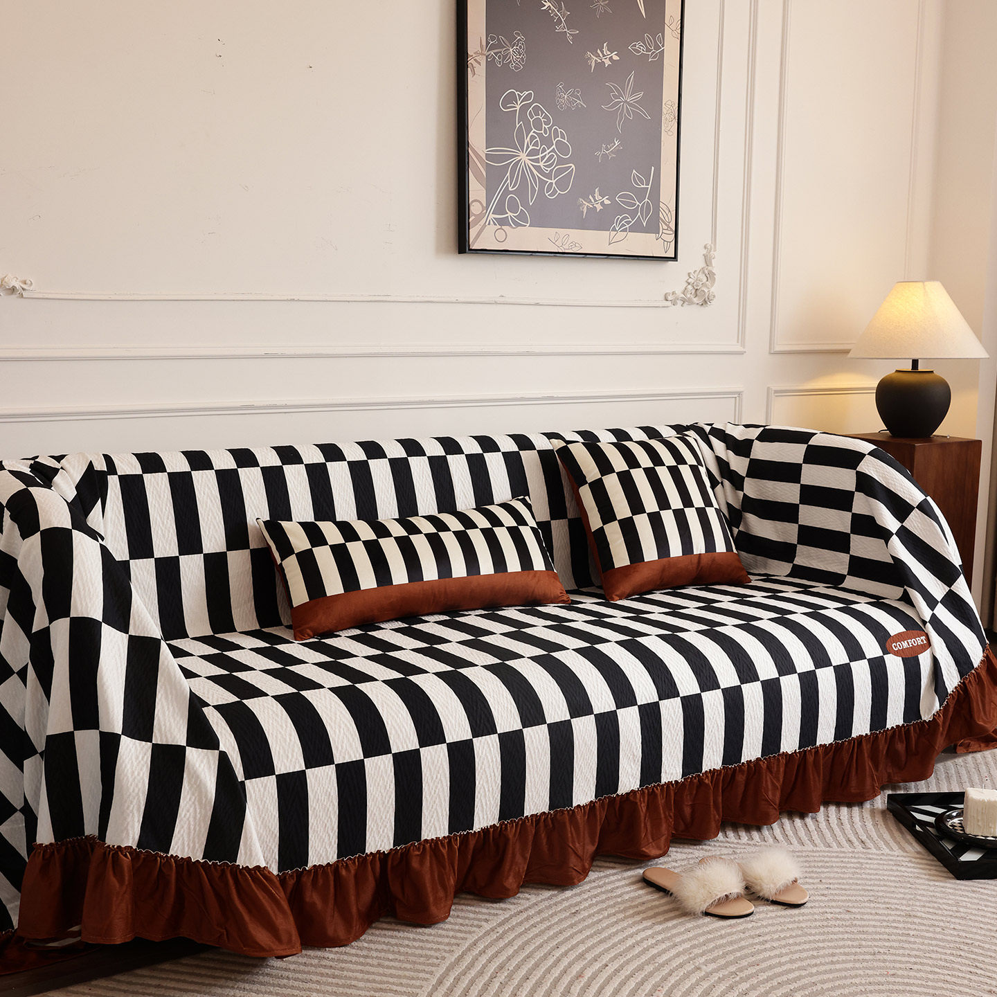 枕西湖2025秋冬新款轻奢沙发盖布巾全包一整张高级感防尘沙发套罩,居家布艺,沙发套,淘宝优惠券,粉丝福利购,淘宝优惠卷