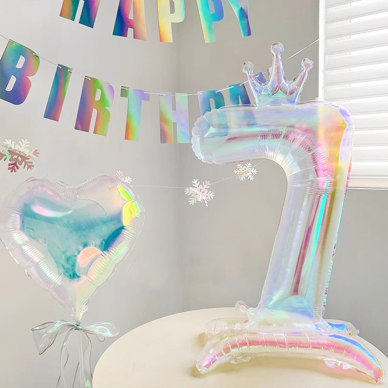 32寸炫彩连体皇冠底座数字气球