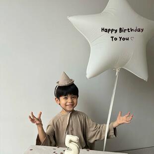 ins大号哑光白五角星气球生日布置男孩女孩拍照道具派对场景装饰