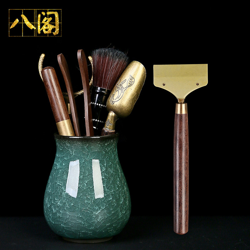 绿冰花茶道六君子套装功夫茶具配件大全茶台泡茶工具茶夹茶针茶勺