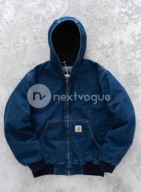 【NextVogue】carhartt wip og active 连帽水洗做旧牛仔棉衣外套