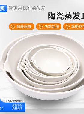 陶瓷蒸发皿瓷元皿圆底化学皿耐高温蒸发皿60/100/200/250/500ml