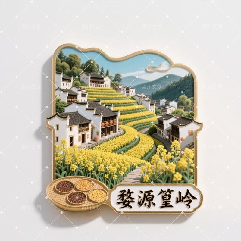 婺源篁岭创意金属浮雕立体文创冰箱贴城市地标景区旅游纪念品礼物