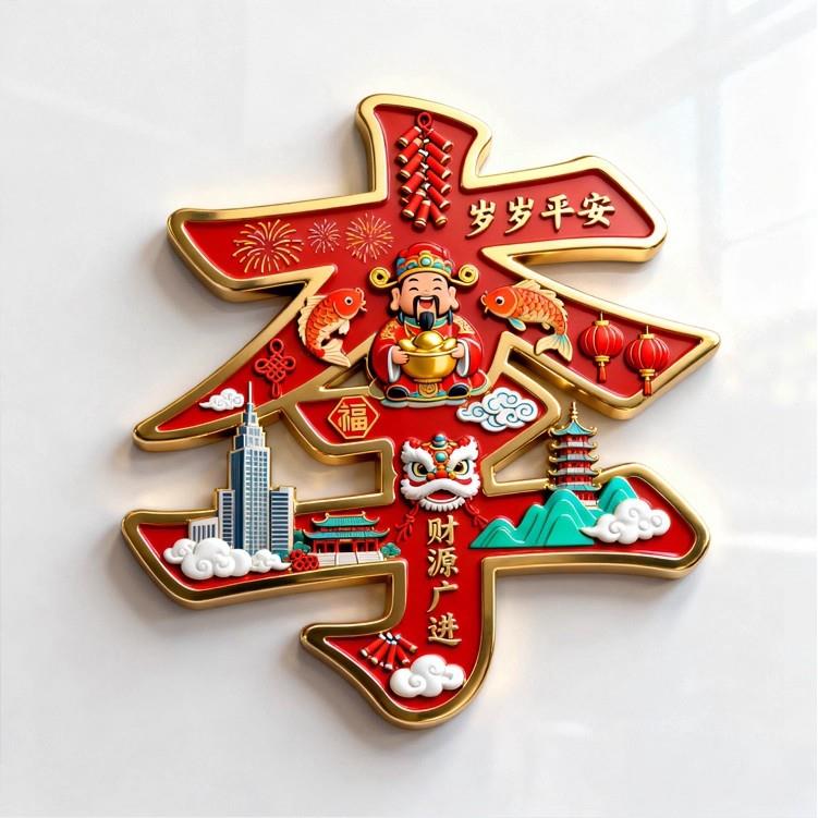 【李】百家姓氏金属磁吸浮雕冰箱贴宗族纪念文创伴手礼装饰门贴