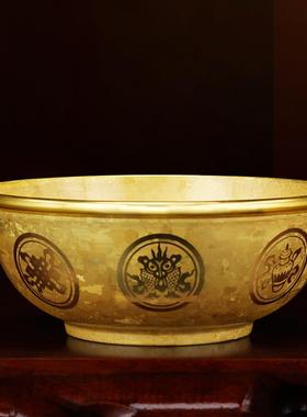 纯铜结晶八吉祥铜碗供水碗油碗供佛供斋金饭碗铜碗家用饭碗摆件