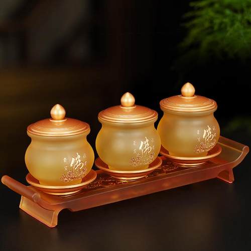 台湾六力佛供佛杯、纯铜观音供养杯、佛前净水杯、莲花杯、贡品杯