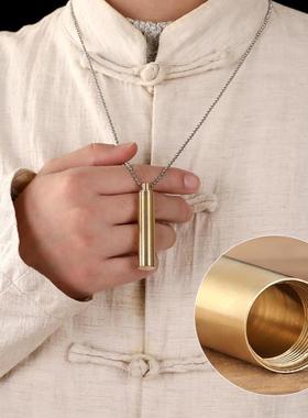 黄铜防水嘎乌盒吊坠可打开小空瓶装药丸挂件朱砂项链男女士