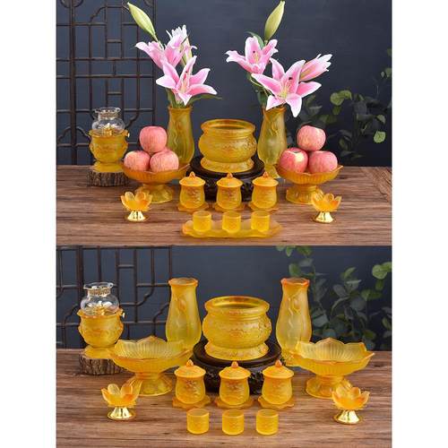 琉璃佛杯供水杯、家用佛寺供养观音仙嘉莲花供养杯、圣水杯、净水