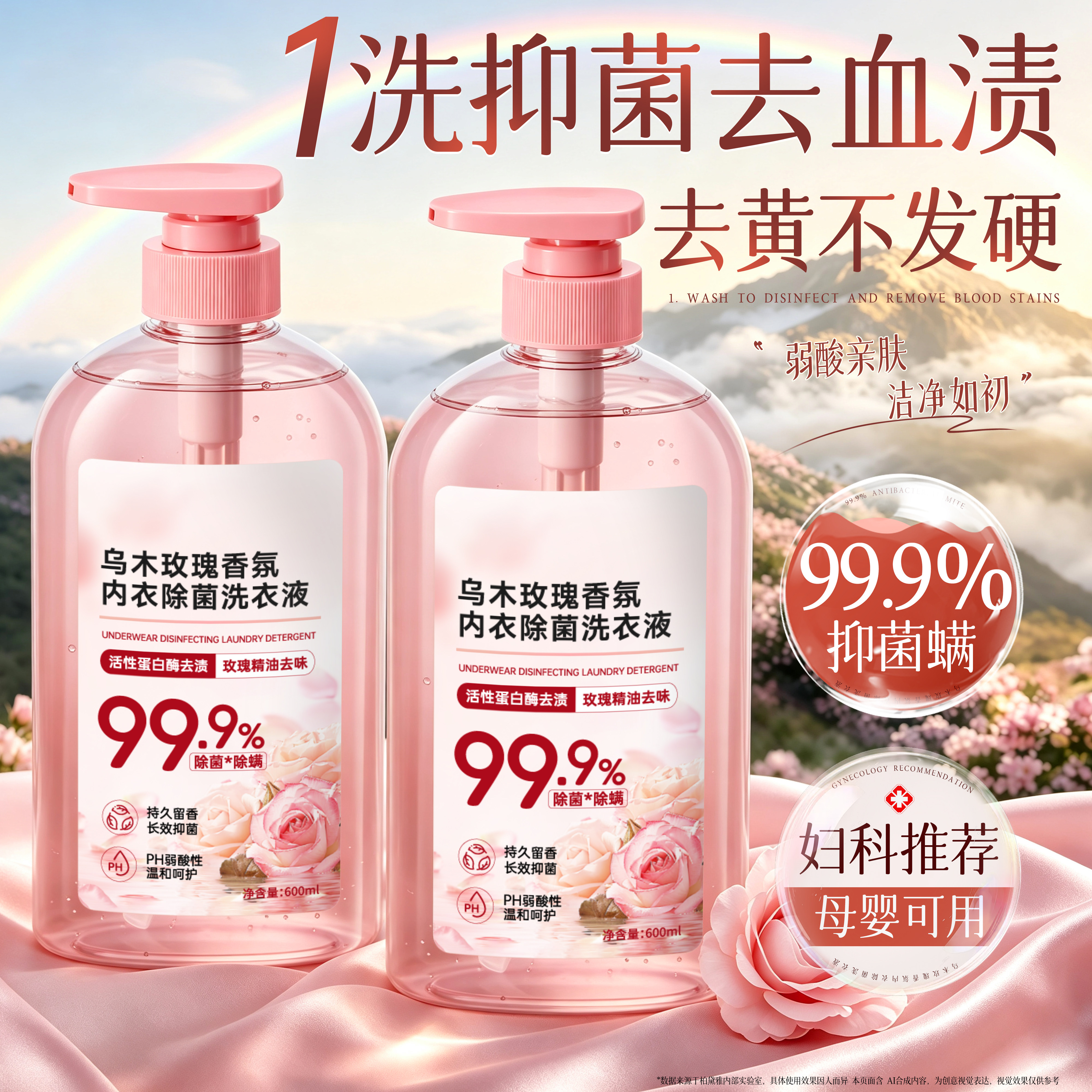 女士专用香氛内衣裤洗衣液抑杀菌清洁去黄去血渍正品官方旗舰店