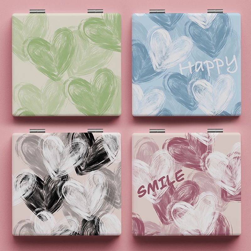 白中黑猫便携化妆镜子韩