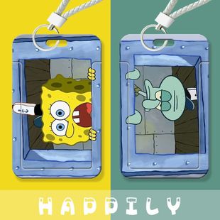 海绵宝宝章鱼哥学生卡套饭卡套校园卡公交卡保护套胸牌门禁新定制