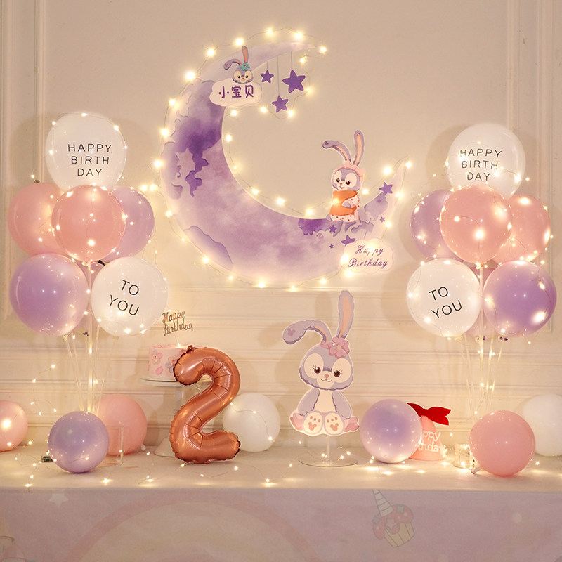爵熊满月百天女孩生日装饰气球