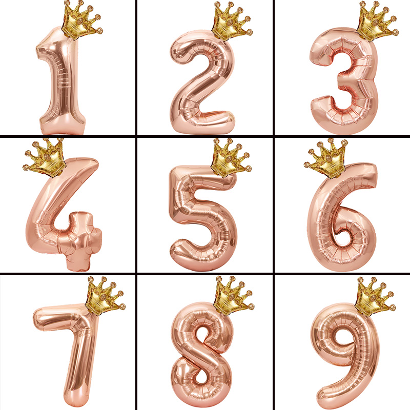 数字气球生日玫瑰金场景布置拍照