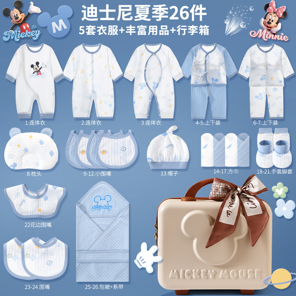 迪士尼婴儿礼盒春夏纯棉衣服套装