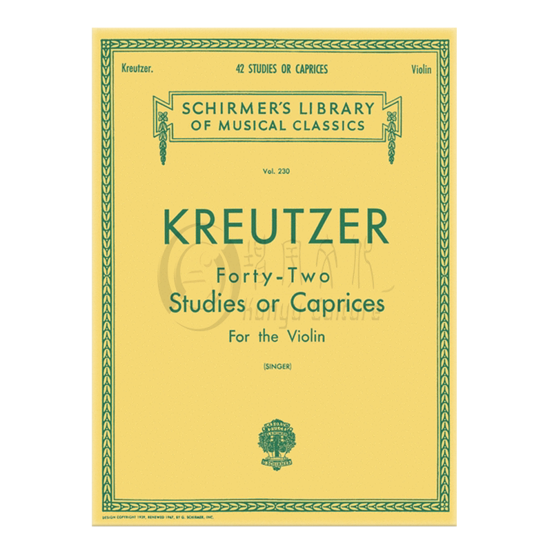 克莱采尔 小提琴练习曲或随想曲 42首 希尔默原版进口乐谱书 Kreutzer Studies or Caprices for Violin HL50253620