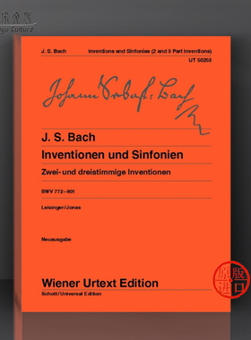 巴赫 二三部创意曲 BWV772-801 钢琴独奏 带指法 维也纳 原版乐谱书籍 Bach Inventions and Symphonies for piano UT50253