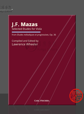 马扎斯 中提琴练习曲选集 Op36 Carl Fischer 费舍尔原版乐谱书 Jacques Mazas Selected Etudes for Viola BF124