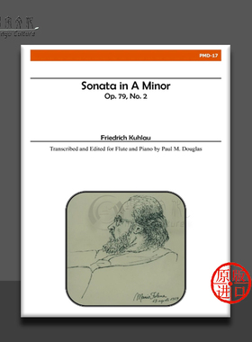 库劳 A大调奏鸣曲OP 79 长笛和钢琴 Alry原版进口乐谱书 Friedrich Kuhlau Sonata in A Major Nos 2 for Flute and Piano PMD17