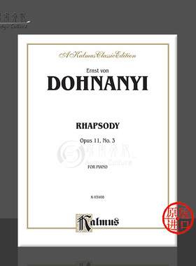 多纳伊 第三狂想曲 Op11 钢琴独奏 原版进口乐谱书 Dohnanyi Rhapsody Piano 00-K03408