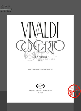 维瓦尔第 A大调协奏曲 RV445 小提琴和钢琴 布达佩斯原版乐谱书 Vivaldi Concerto in A Minor for Ottavino and Piano Z5739