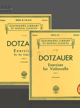 多曹尔 大提琴练习曲 1至62首 全套共一至二卷 希尔默 Schirmer 原版乐谱书 Dotzauer Exercises for Cello HL50258390/50258400