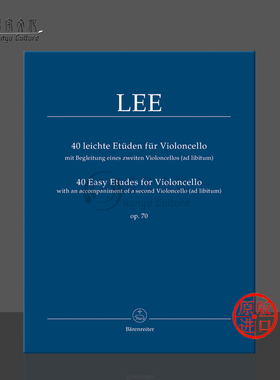 简易大提琴练习曲40首 op70 塞巴斯蒂安李 大提琴或双大提琴 德国骑熊士原版进口乐谱 40 Easy Etudes for Violoncello BA9401