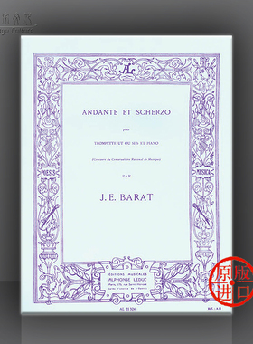 巴雷特 行板和谐谑曲 小号和钢琴 Leduc原版乐谱书 Barat Andante and Scherzo for Trumpet and Piano HL48181605