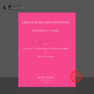 乐谱书 C大调第 Fontana 大熊原版 三奏鸣曲1641 major Sonatas 圆号或小提琴和低音通奏 一 方塔那 1959 Nos