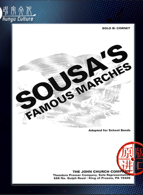 有名苏萨进行曲集 降B调短号独奏 Fischer 费舍尔原版乐谱书 Sousas Famous Marches Cornet in Bb 42540071
