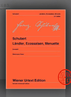 舒伯特 兰德舞曲 埃克塞斯舞曲和小步舞曲 钢琴独奏带指法 维也纳UE乐谱 Schubert Ldlers Ecossaises Minutes for piano UT 50064